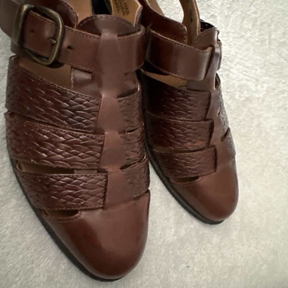 Men's Sz 9.5 Fisher Sandals Huaraches Brown Comfort Flex Closed Toe - Picture 7 of 13